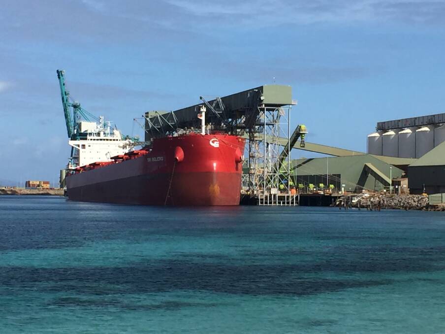 The SBI Bolero being loaded with canola in Esperance. CBH is offering the direct to vessel service at the Geraldton and Esperance ports.