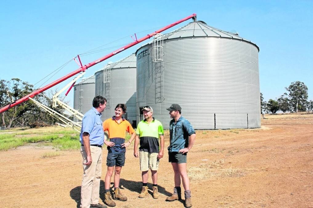 Burando Hill salesman Michael Kowald (left) with Katanning farmers Emmerson and Doug Smith and truck driver and on-farm fabricator Zac Schlueter.