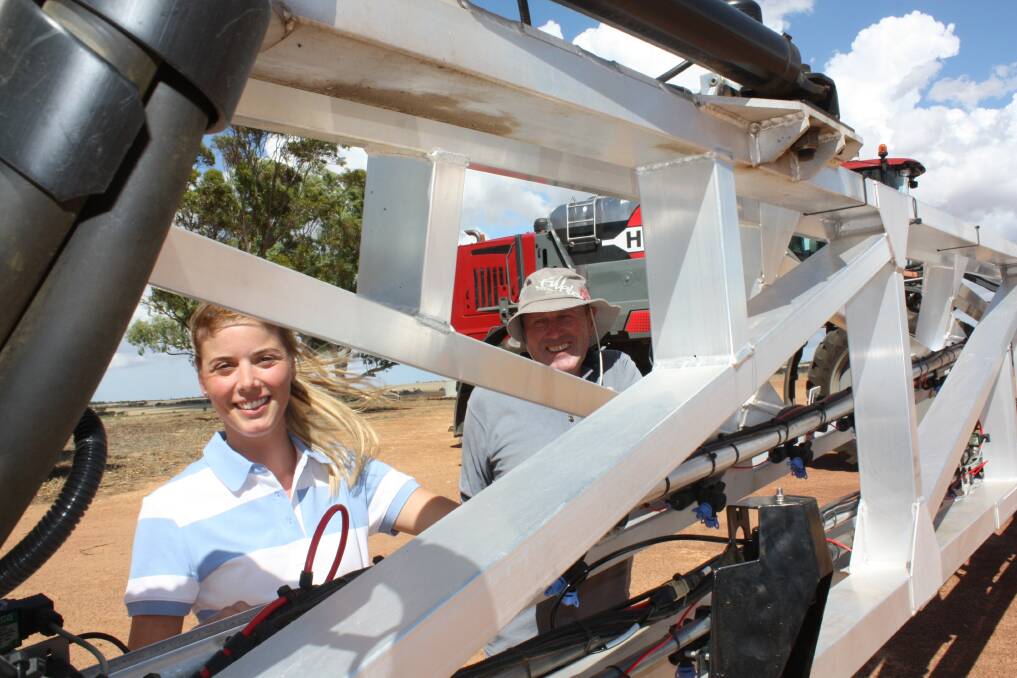 Wubin farmers Camille Southcott and her father Sam – ready for spraying with their HARDI Rubicon 9000 self-propelled boomsprayer. 