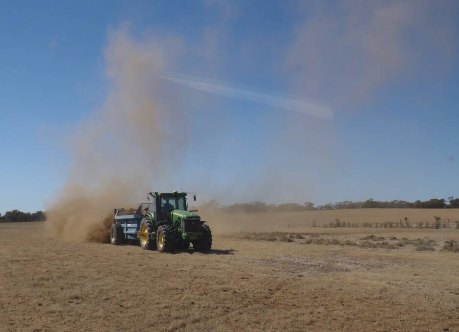  Spreading cow manure on site for Wagin Woodanilling Landcare Zone's Compost on Salt Paddock Trial, Katanning.