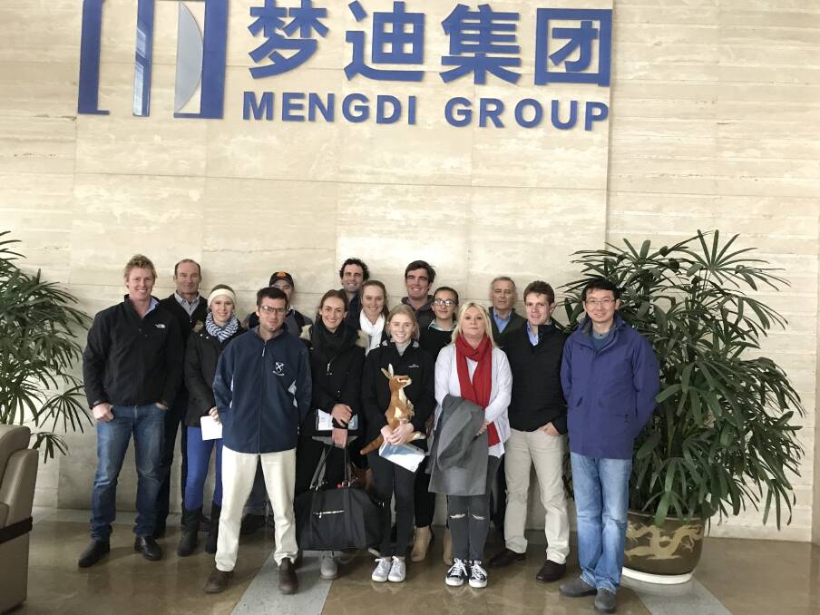 Williams woolgrower Andrew Rintoul (second left) and other members of the Australian Wool Innovation tour of China at the Mengdi Group circular knitting mill.