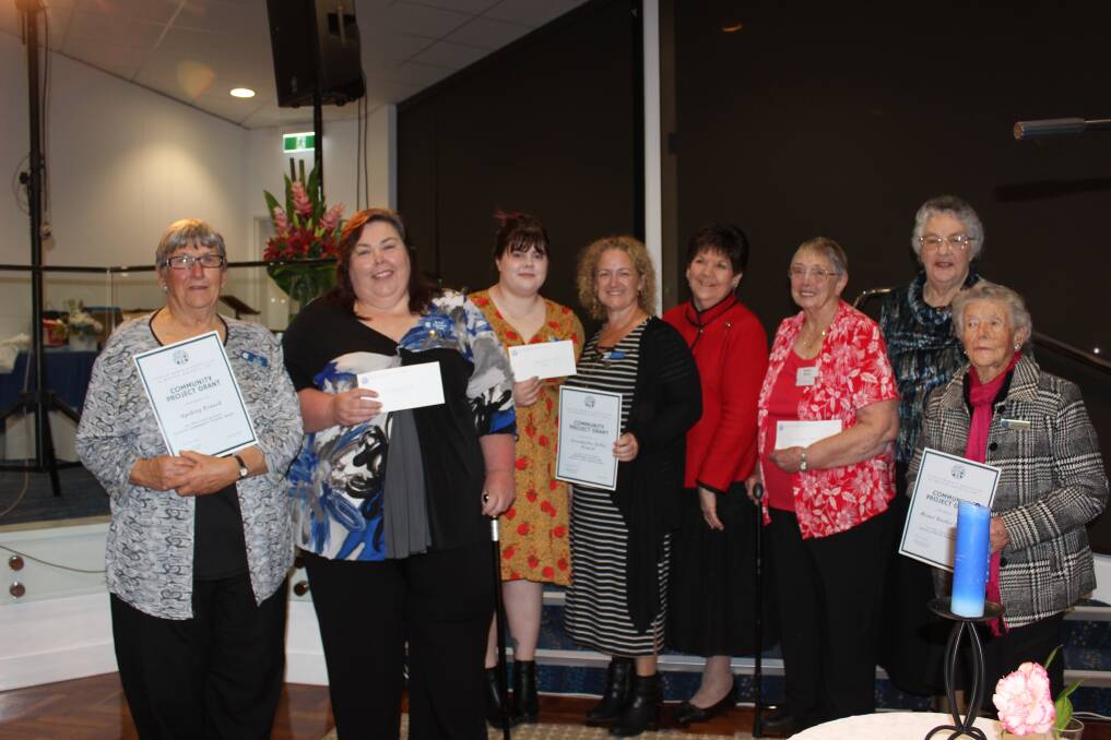 Receiving the joint CWA community grant last week was Jo Addis (left), Kylie Freeman, Nyabing branch, Jamie Kennedy, Karen Browne, Greenbushes Belles, Bertha Steicke, Anne Radys and Cecilia Sounness, Mt Barker branch, who are pictured with honorary life member Sue Dunne (fourth from right).