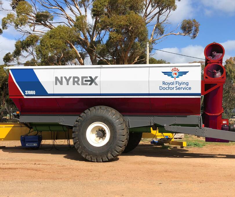  This Grain King Nyrex chaser bin will be put up for aution later this month to raise funds for the Royal Flying Doctor Service. 