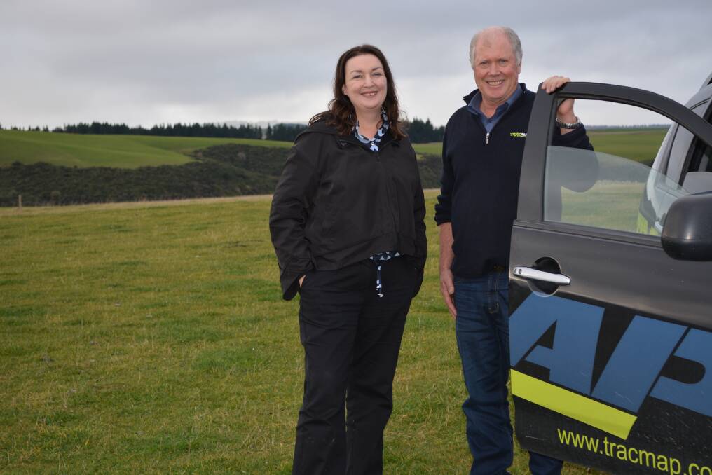  New Zealand Trade and Enterprise business adviser, Cathy Wansink, in the Otago region with Gerald Harrex, a co-founder of farm machinery guidance and job management equipment maker, TracMap, which exports to Australia.