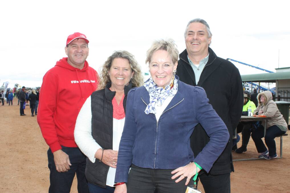  Agricultural Region MLC Darren West (left), RegenWA Steering Committee interim chairwoman Dianne Haggerty, Agriculture and Food Minister Alannah MacTiernan and Perth NRM chief executive officer Paul Bodlovich, following the official launch of RegenWA at the Dowerin GWN7 Machinery Field Days.