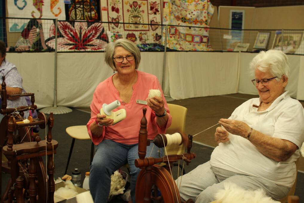 Marjorie Macpherson (left) and Doreen Campbell were involved in the spinning and weaving demonstration at the Esperance sshow.