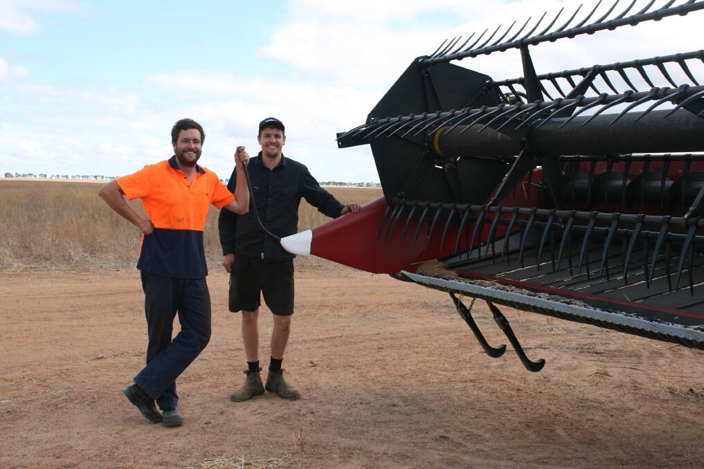 Josh Carson (left) and his younger brother Alex spent last Wednesday parked up with showers going through the Binnu area.