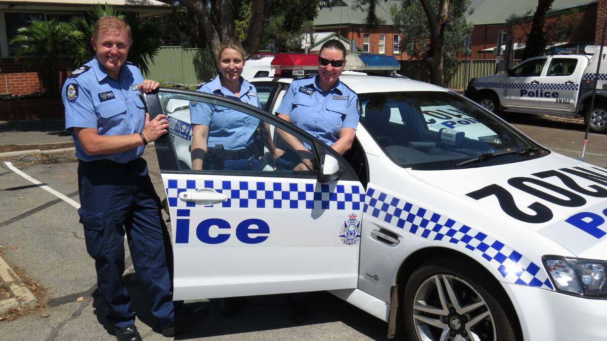 On the beat: Senior sergeant Geoff Dickson with senior constable Thompson and acting sergeant Clarke.