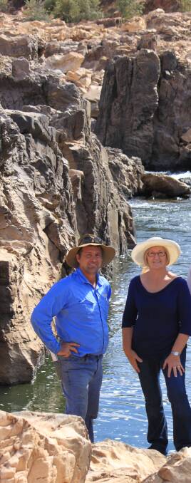 Landholder Michael Penna with Charters Towers Regional Council Mayor Liz Schmidt at the site of the proposed Big Rocks Weir. 