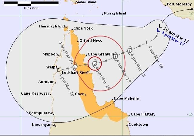 The BoM track map as of 4pm Sunday.