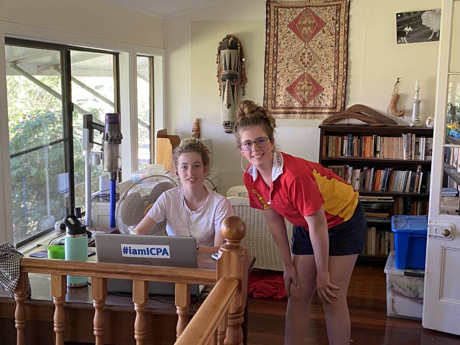 Twins Isobel and Alice Martin, MacFarlane, Tambo studied from home during the COVID-19 lockdown.
