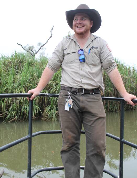 FRESH MEAT: Ranger Abbro Woolnough has come from Batchelor to learn the tricks of the trade from croc-catching vetrans. 