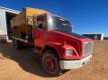 Top-priced lot sold at Nutrien Ag Solutions first Mid West multi-vendor online sale was this 1994 Freightliner LF80 six-wheeler rigid truck with 186 kiloWatt Cummins engine, auto transmission, 220,550 kilometres showing and with a Cole HD800 five-in-one bin and Hobbs hoist on the back. Located at Eradu, the truck went for $32,000 to a Western Australian bidder.