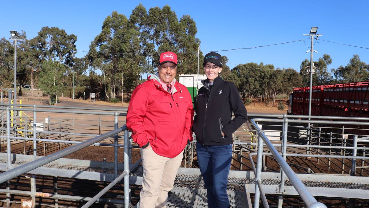 Elders southern regional manager George Panayotou (left), caught up with Virbac central WA area sales manager Kylie Meloury.